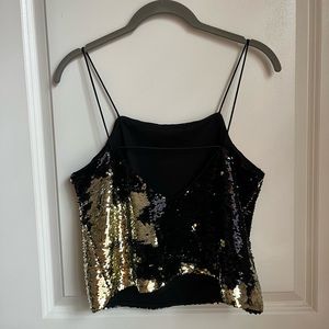 Sequined tank - black/gold - size 4